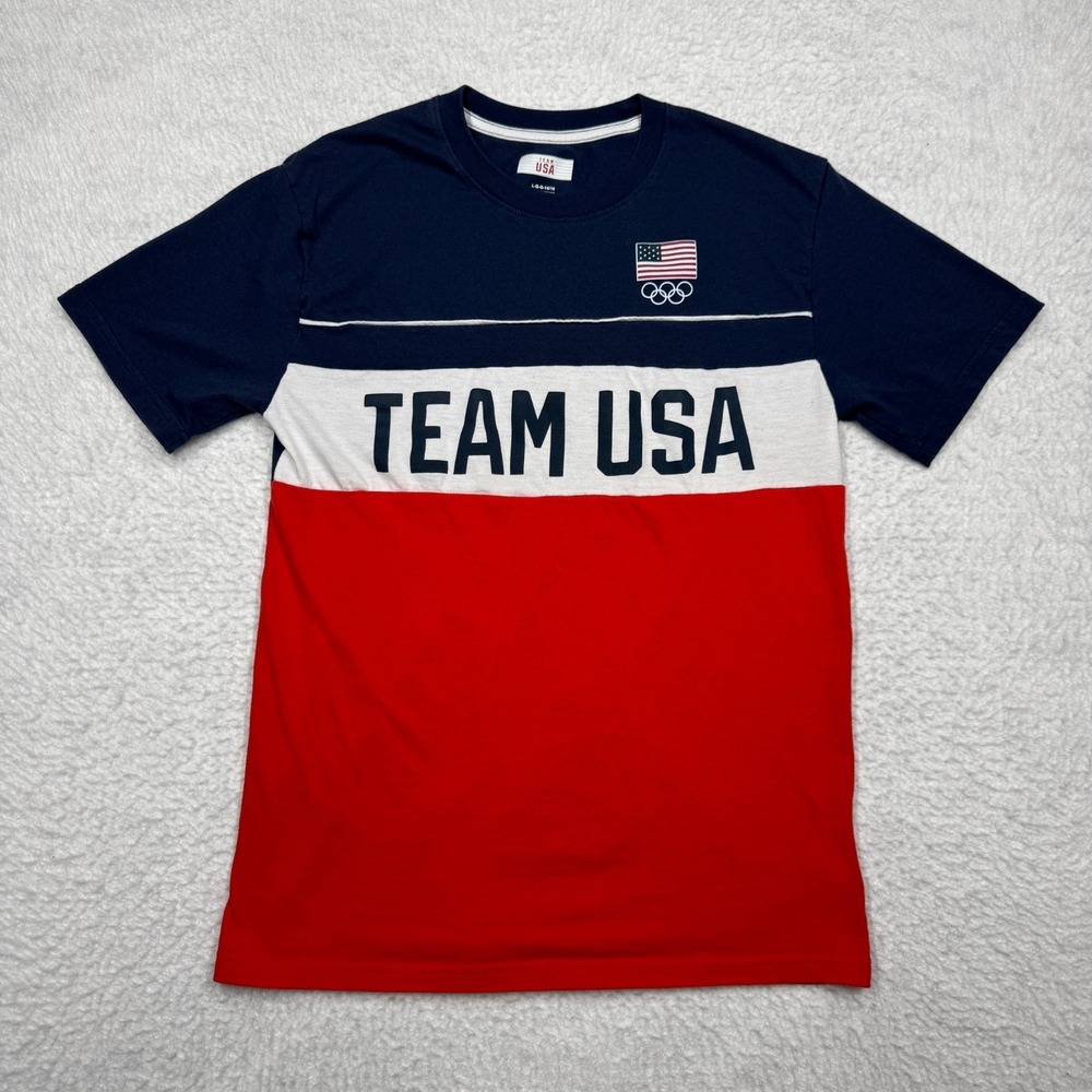 Team USA Olympic T-Shirt Red White Blue Youth Boys‎ Size Large 14/16